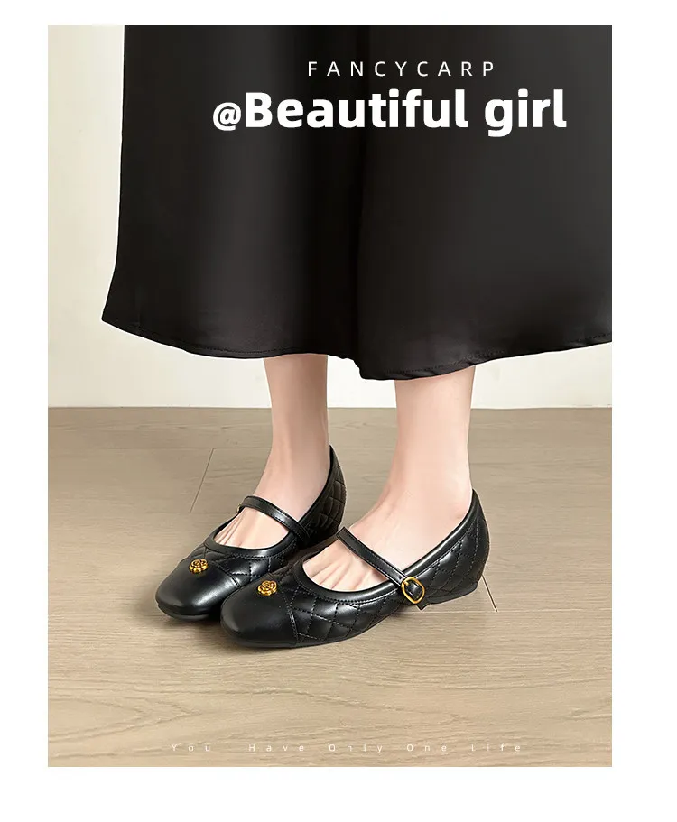 Women's Mary Jane High Heels Genuine Lambskin Leather 7cm Hidden Wedge Heel Pointed Toe Classic Pumps Comfortable Work Shoes showcase 8