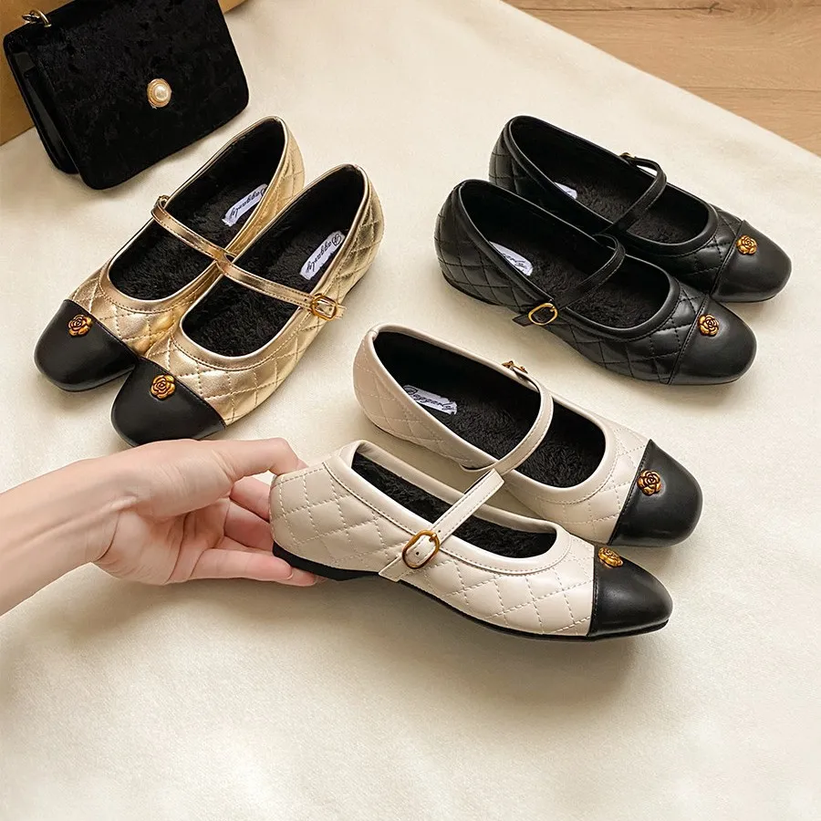 Women's Mary Jane High Heels Genuine Lambskin Leather 7cm Hidden Wedge Heel Pointed Toe Classic Pumps Comfortable Work Shoes thumbnail 4