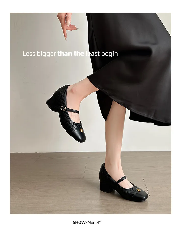 Women's Mary Jane High Heels Genuine Lambskin Leather 7cm Hidden Wedge Heel Pointed Toe Classic Pumps Comfortable Work Shoes showcase 11