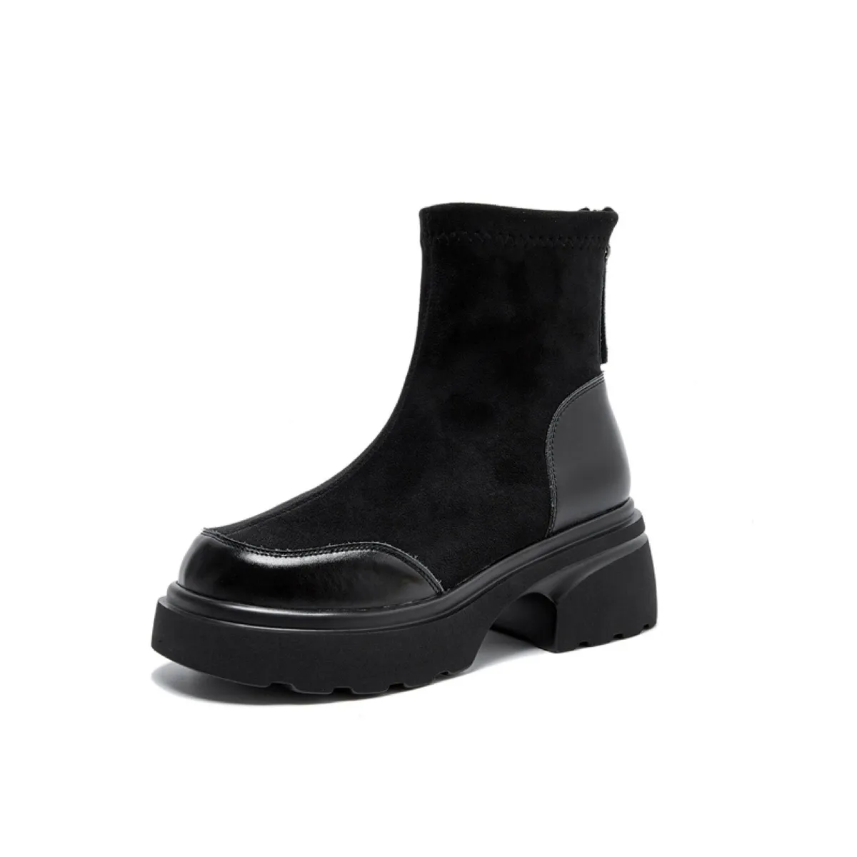 Women's Black Ankle Boots Fleece Lined - Stylish British Style Short Boots for Spring & Autumn 2024 - Comfortable All-Match Skinny Booties showcase 13