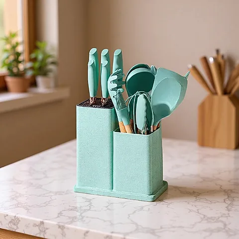 19-Piece Silicone Kitchen Utensil Set - Spatulas, Spoons, Scrapers, Cutting Board - Heat Resistant Cooking Tools with Storage Container - Perfect for Home Chefs