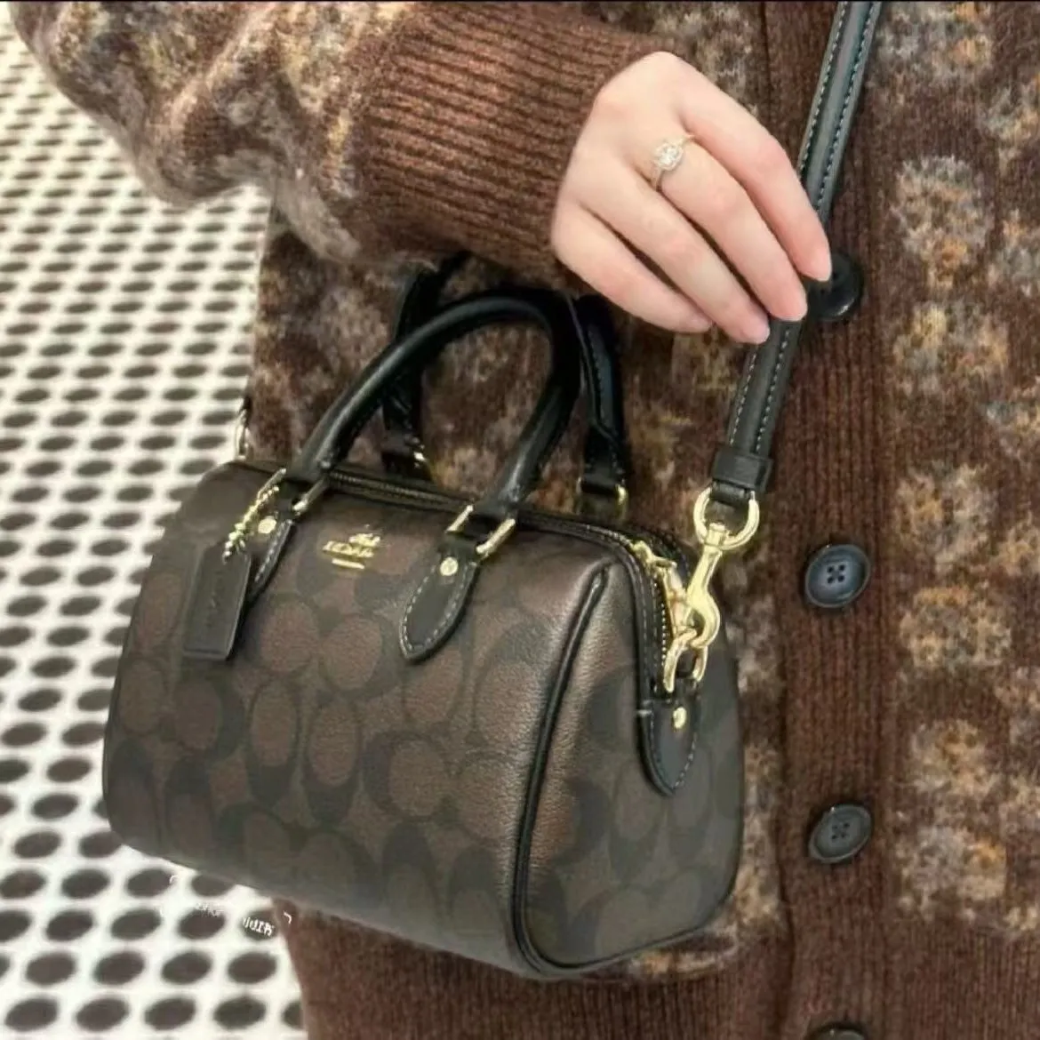 Vintage Floral Mini Boston Bag for Women - Fashion Single Shoulder Crossbody Handbag Classic Pillow Design Elegant Purse thumbnail 4