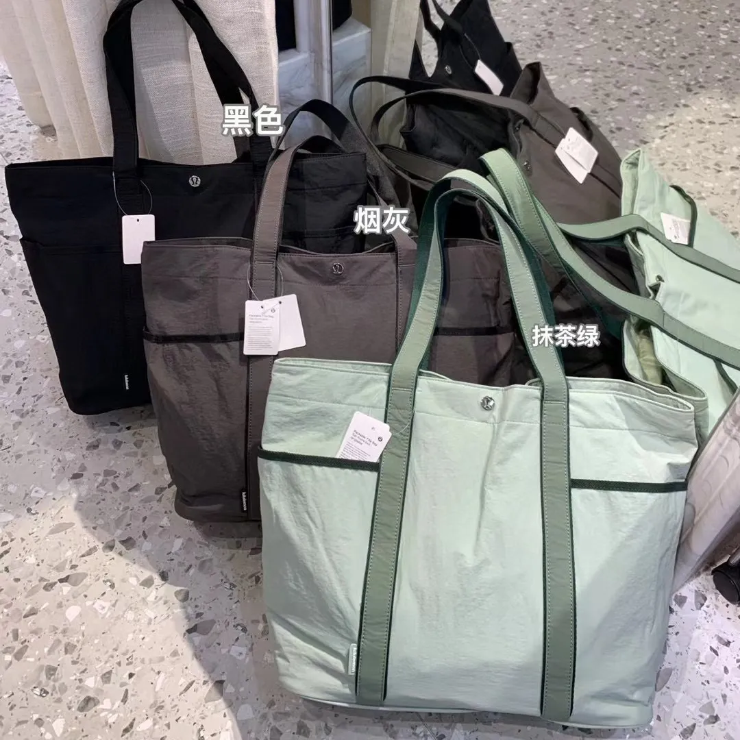 Women's Large Canvas Tote Bag with Multiple Pockets - Waterproof 20L Yoga Handbag for Daily Use, Travel, and Gym thumbnail 3