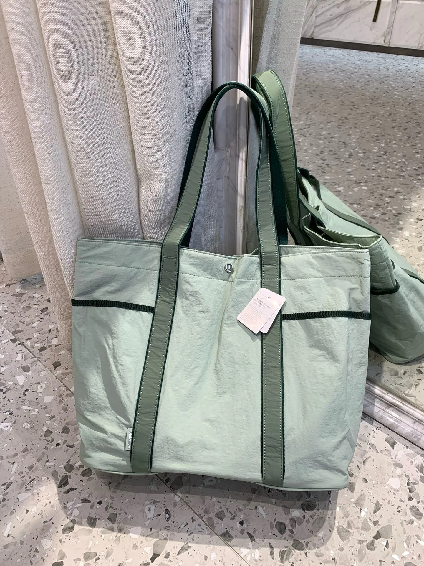 Women's Large Canvas Tote Bag with Multiple Pockets - Waterproof 20L Yoga Handbag for Daily Use, Travel, and Gym thumbnail 10