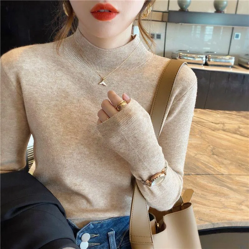 Women's Turtleneck Knit Sweater Long Sleeve Slim Fit Pullover Top | Elegant Autumn Winter Knitwear | Ladies Fashion Clothing for Ghana thumbnail 3