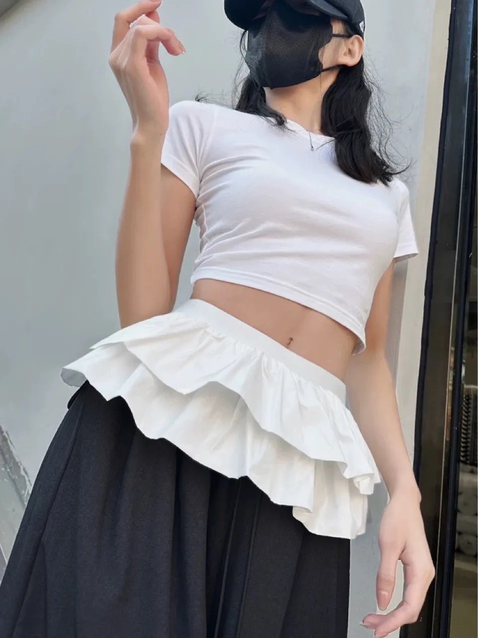 Women's High Waist White Mini Skirt - Ballet Style, Double Layered Lace, Anti-Exposure Design, Elegant Short Skirt for Parties and Casual Wear showcase 1
