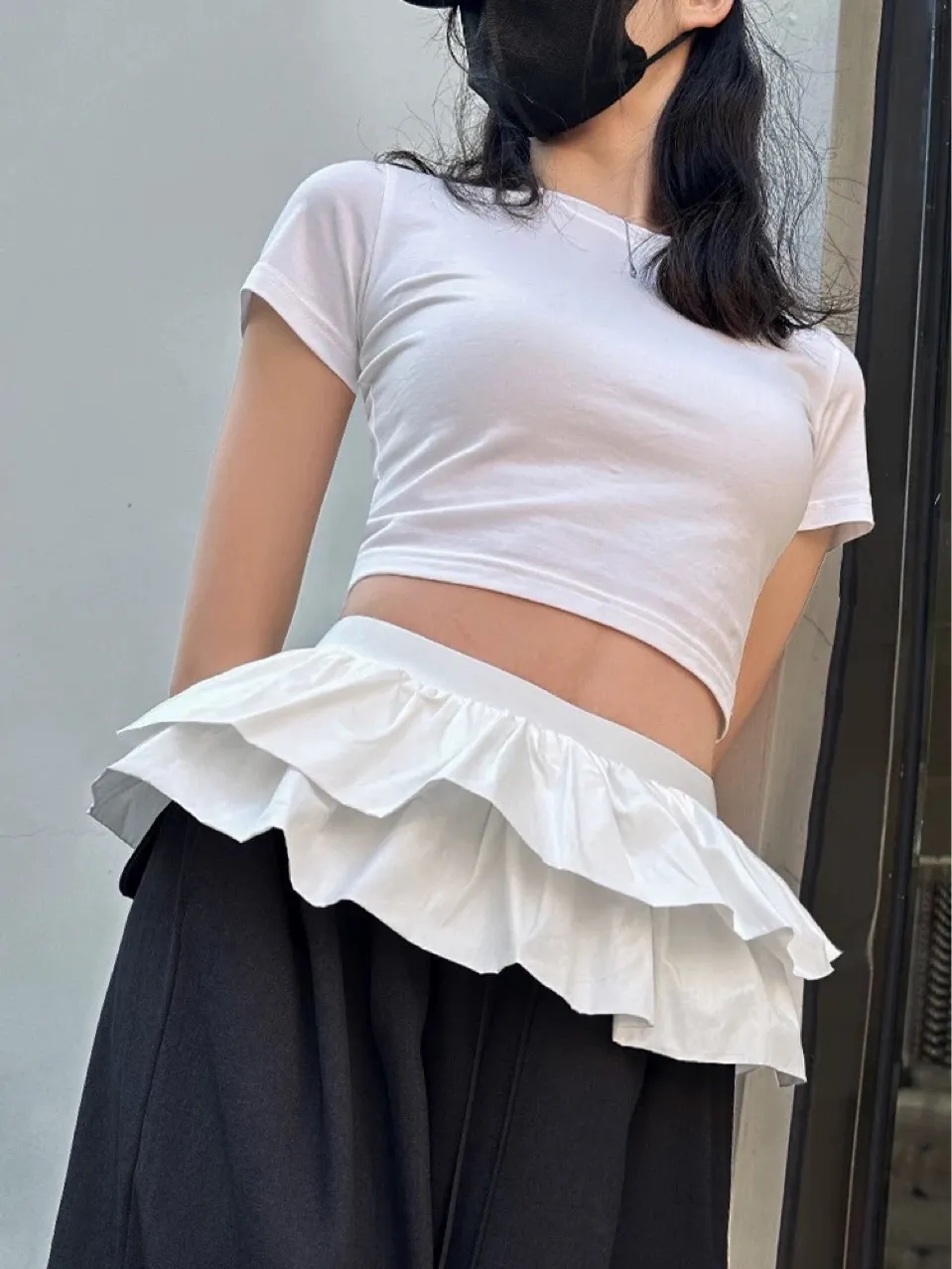 Women's High Waist White Mini Skirt - Ballet Style, Double Layered Lace, Anti-Exposure Design, Elegant Short Skirt for Parties and Casual Wear showcase 3