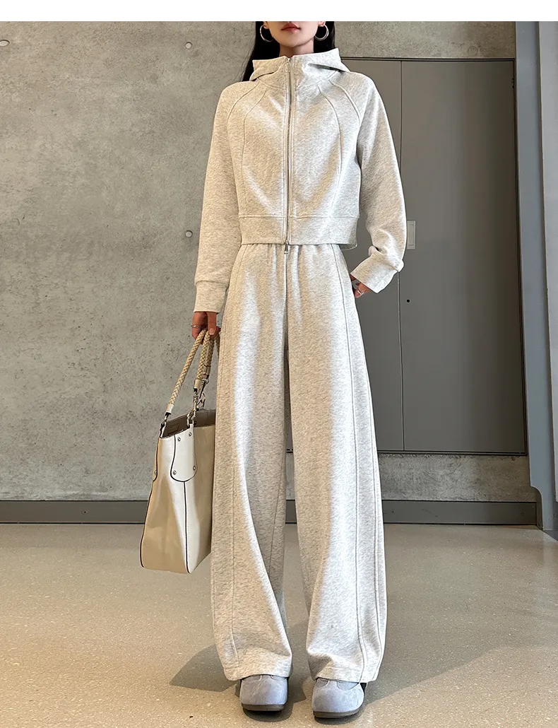 Women's Two-Piece Sportswear Set: Spring/Fall Draped Wide-Leg Sweatpants & Casual Sweatshirt - Fashionable Winter Outerwear Tracksuit for Ladies showcase 19