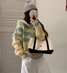 Women's Korean Style Polka Dot Knitted Cardigan Jacket - Soft, Versatile Autumn Winter Fashion Sweater Top showcase 8