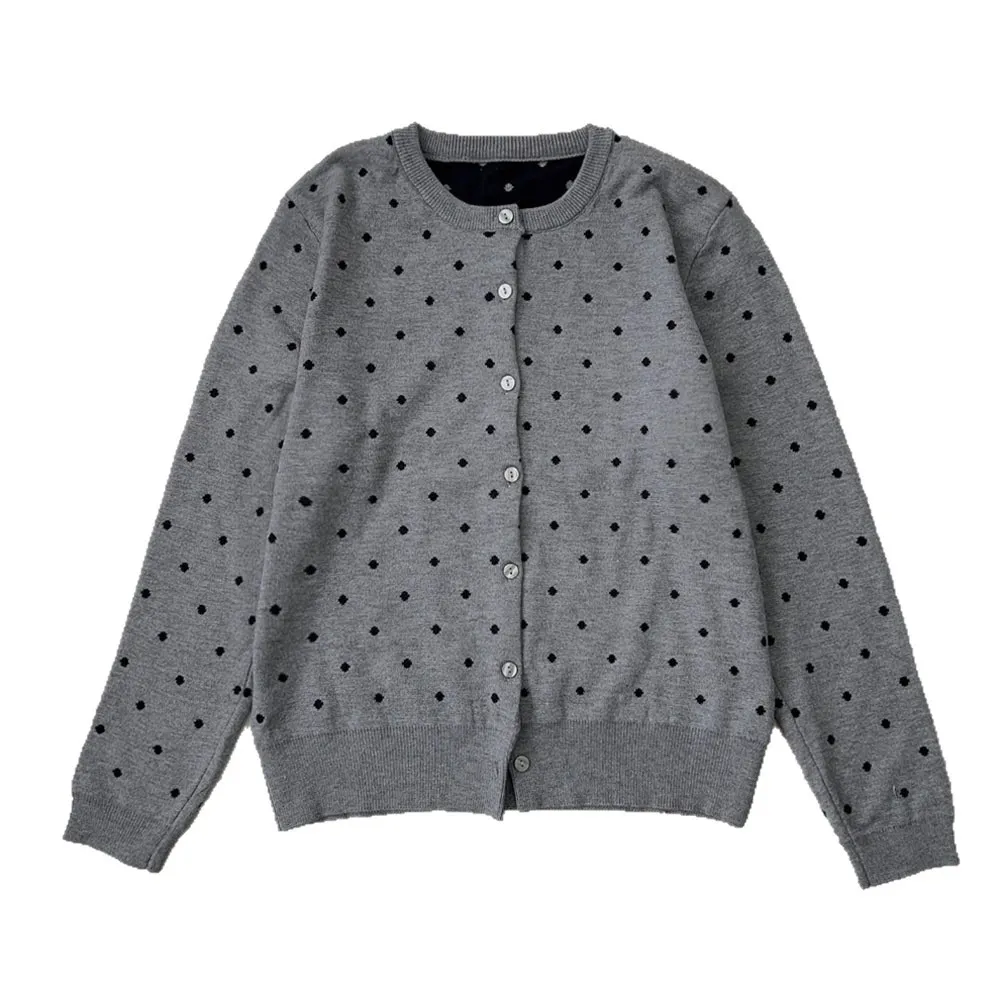 Women's Korean Style Polka Dot Knitted Cardigan Jacket - Soft, Versatile Autumn Winter Fashion Sweater Top thumbnail 5