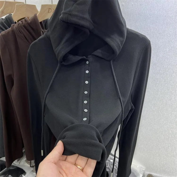 Women's Velvet Fleece Lined Hooded Top - Soft Warm Long Sleeve Shirt for Autumn Winter - Western Style Versatile Bottoming Shirt thumbnail 6