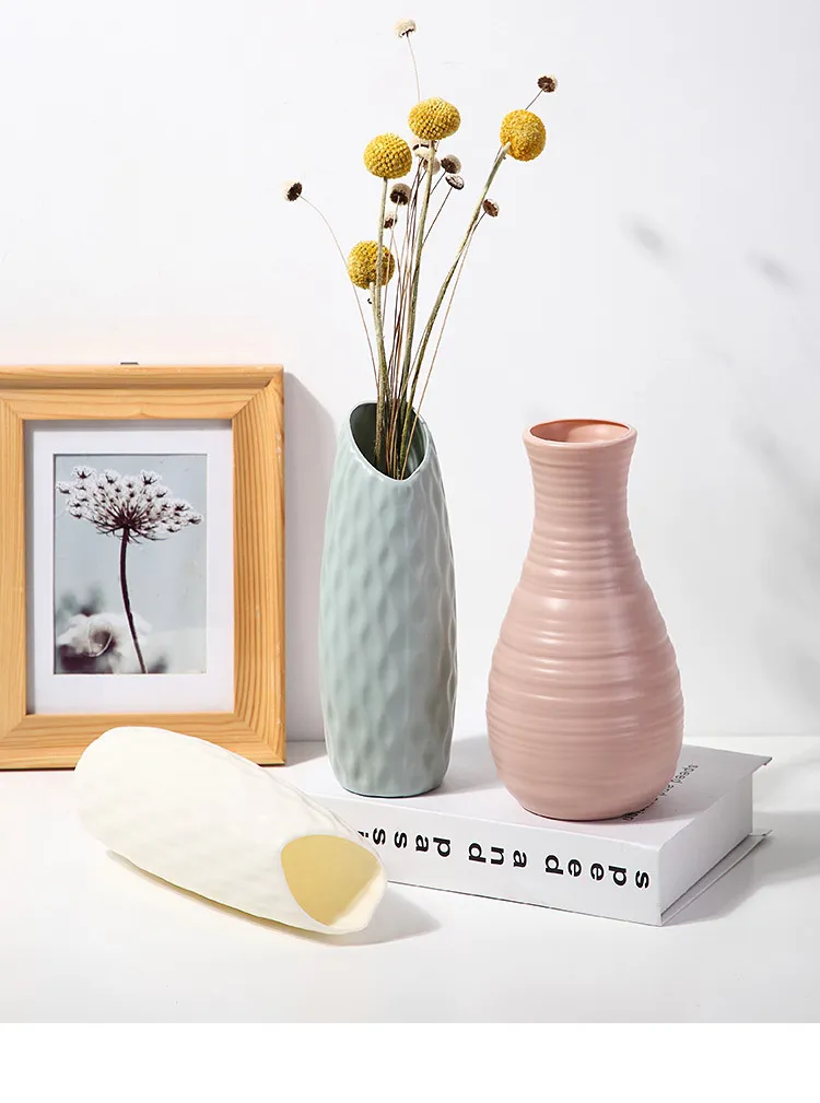 Nordic Style Plastic Vase - Modern Home Decor, Living Room Decoration, Drop-Resistant, Creative, Simple, Fresh Flower Vase for Table Centerpiece showcase 2
