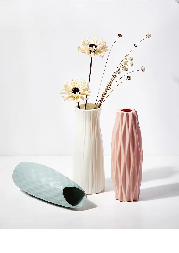 Nordic Style Plastic Vase - Modern Home Decor, Living Room Decoration, Drop-Resistant, Creative, Simple, Fresh Flower Vase for Table Centerpiece showcase 11