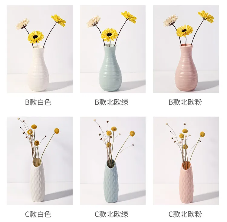 Nordic Style Plastic Vase - Modern Home Decor, Living Room Decoration, Drop-Resistant, Creative, Simple, Fresh Flower Vase for Table Centerpiece showcase 5