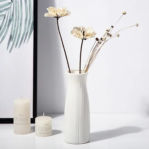 Nordic Style Plastic Vase - Modern Home Decor, Living Room Decoration, Drop-Resistant, Creative, Simple, Fresh Flower Vase for Table Centerpiece thumbnail 6
