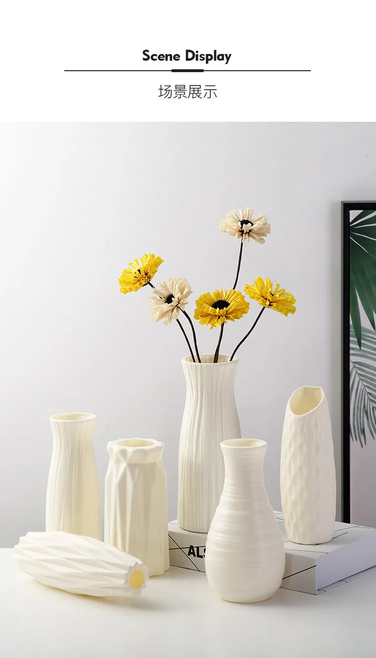 Nordic Style Plastic Vase - Modern Home Decor, Living Room Decoration, Drop-Resistant, Creative, Simple, Fresh Flower Vase for Table Centerpiece showcase 7
