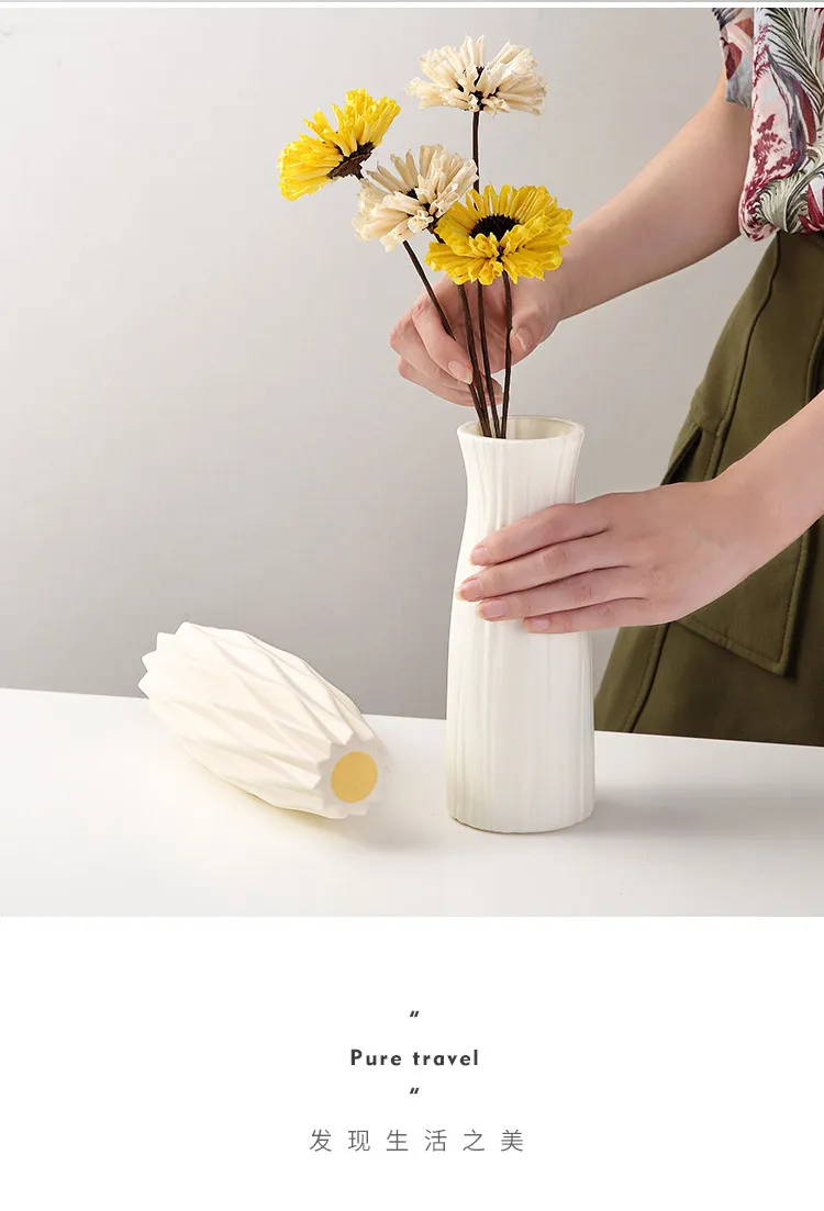 Nordic Style Plastic Vase - Modern Home Decor, Living Room Decoration, Drop-Resistant, Creative, Simple, Fresh Flower Vase for Table Centerpiece showcase 8
