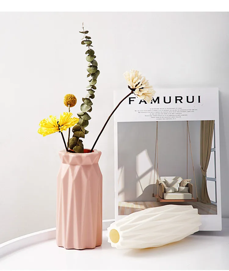 Nordic Style Plastic Vase - Modern Home Decor, Living Room Decoration, Drop-Resistant, Creative, Simple, Fresh Flower Vase for Table Centerpiece showcase 9