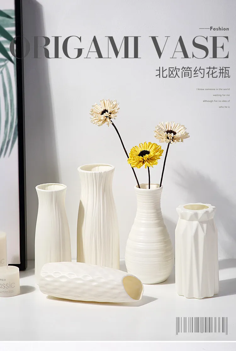 Nordic Style Plastic Vase - Modern Home Decor, Living Room Decoration, Drop-Resistant, Creative, Simple, Fresh Flower Vase for Table Centerpiece showcase 1