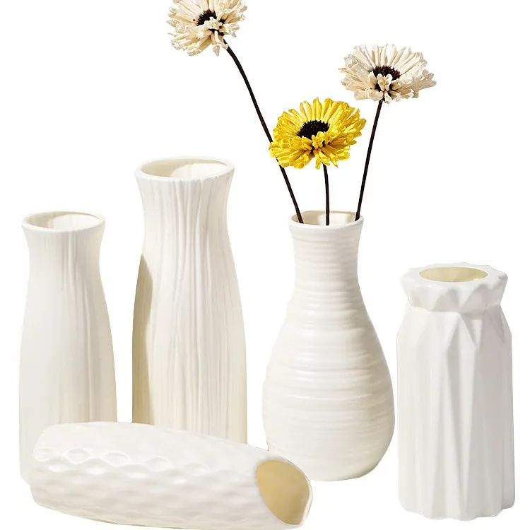 Nordic Style Plastic Vase - Modern Home Decor, Living Room Decoration, Drop-Resistant, Creative, Simple, Fresh Flower Vase for Table Centerpiece thumbnail 5