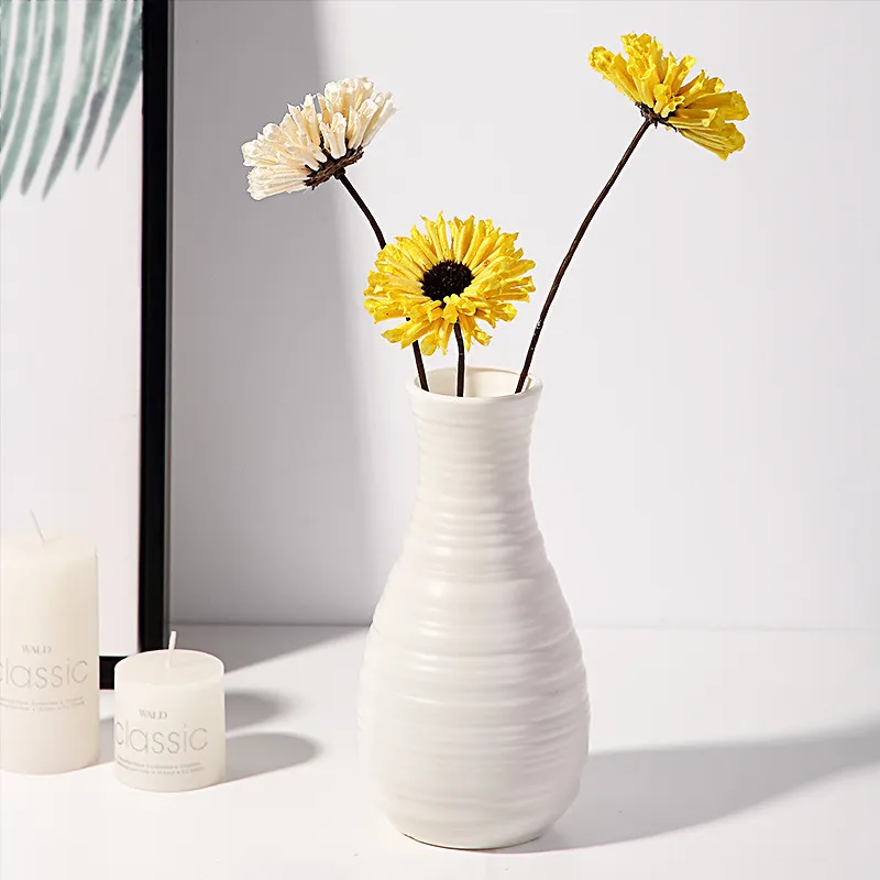 Nordic Style Plastic Vase - Modern Home Decor, Living Room Decoration, Drop-Resistant, Creative, Simple, Fresh Flower Vase for Table Centerpiece thumbnail 3