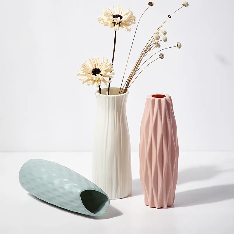 Nordic Style Plastic Vase - Modern Home Decor, Living Room Decoration, Drop-Resistant, Creative, Simple, Fresh Flower Vase for Table Centerpiece thumbnail 4