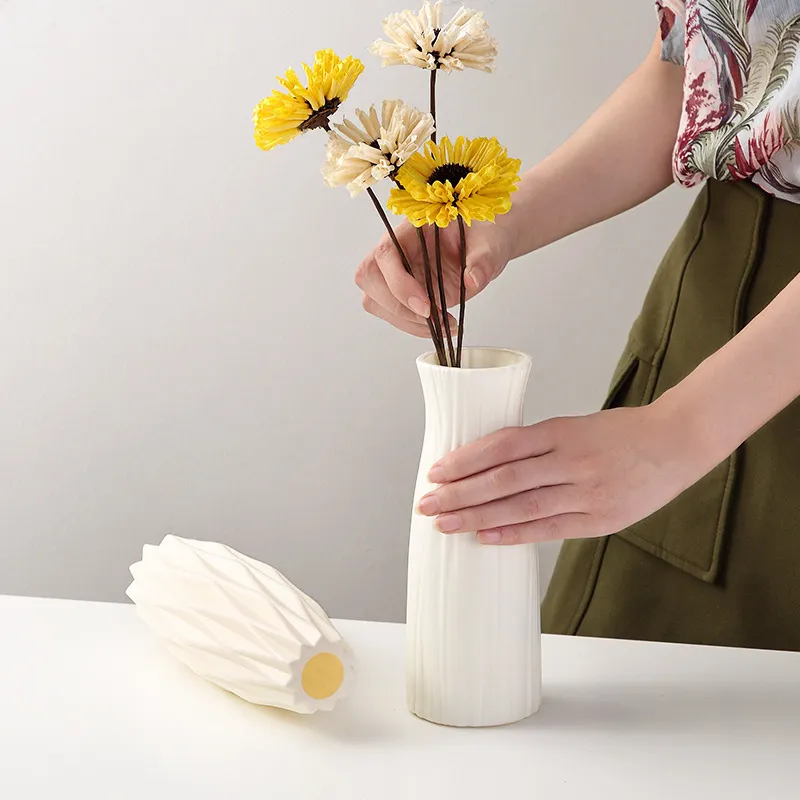 Nordic Style Plastic Vase - Modern Home Decor, Living Room Decoration, Drop-Resistant, Creative, Simple, Fresh Flower Vase for Table Centerpiece thumbnail 2