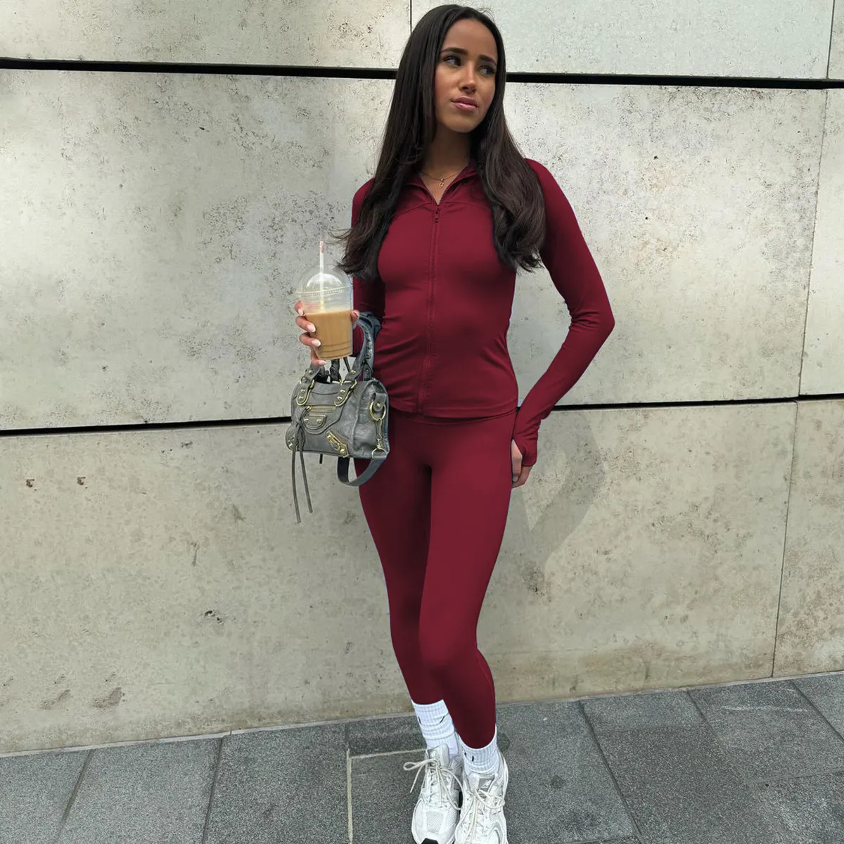 Women's Autumn Winter Fashion Cardigan Suit: High Collar Long Sleeve Top & Casual Versatile Pants Set - European & US Style thumbnail 4