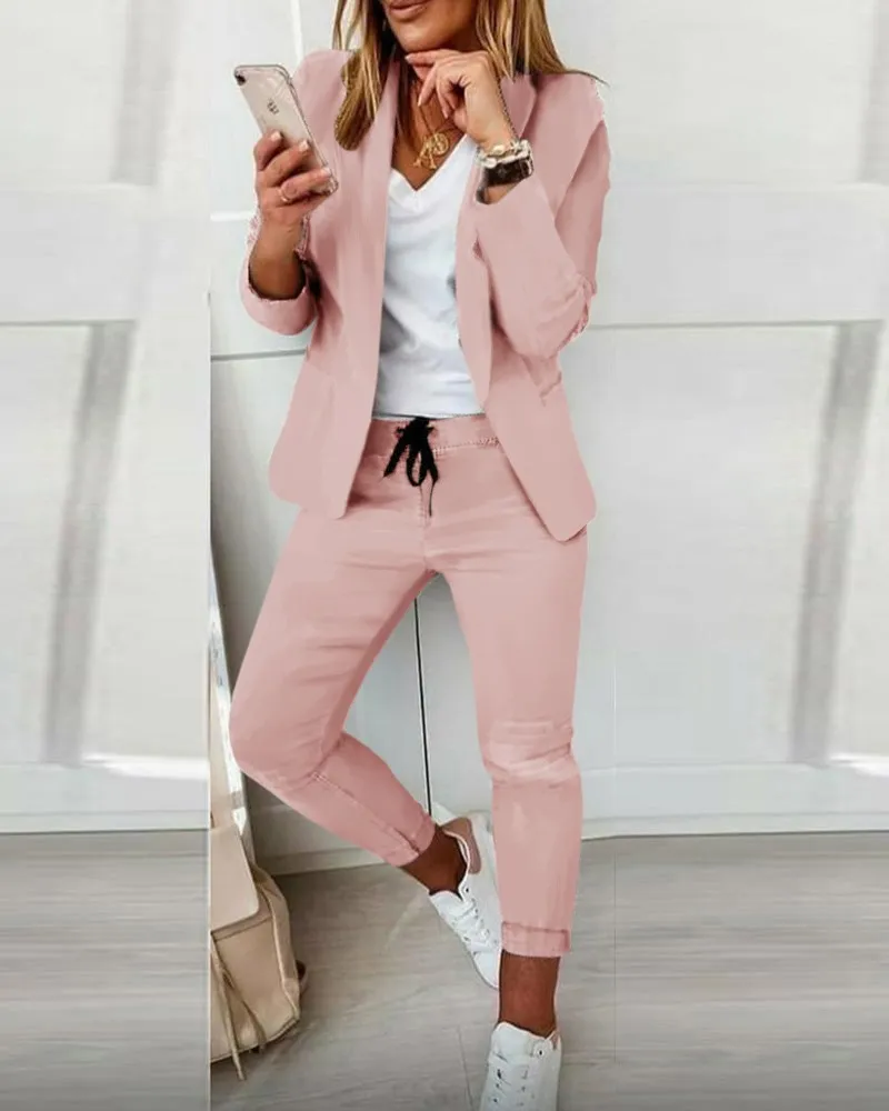 Women's Casual Fashion Suit Set 2023 - Trendy Two-Piece Outfit for Ladies, Perfect for Everyday Wear and Special Occasions thumbnail 9