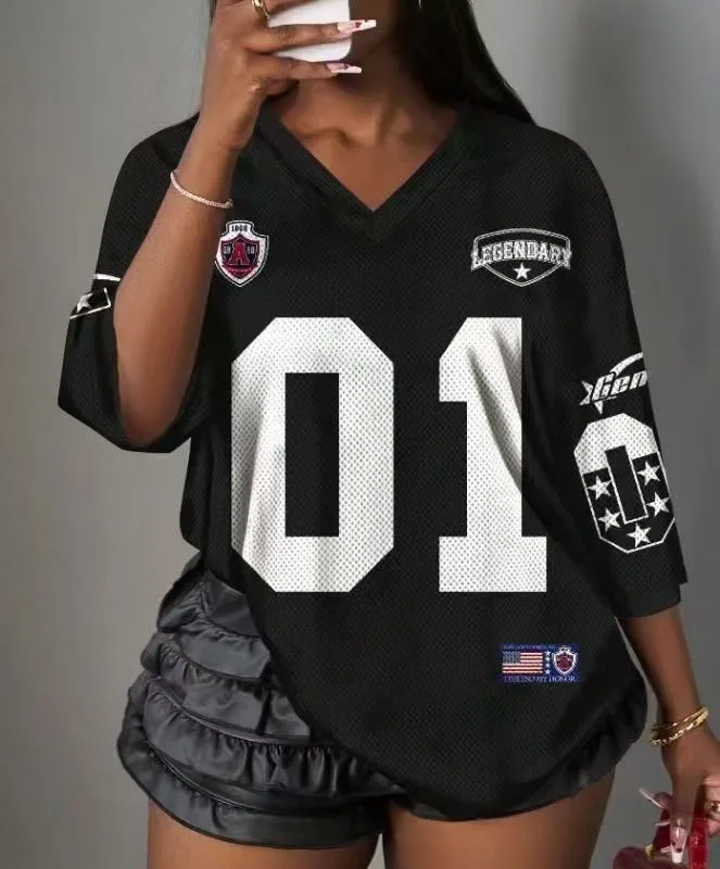 Women's Sexy Digital Print Loose Fit Short Sleeve T-Shirt Top - Trendy Summer Fashion 2025 thumbnail 6