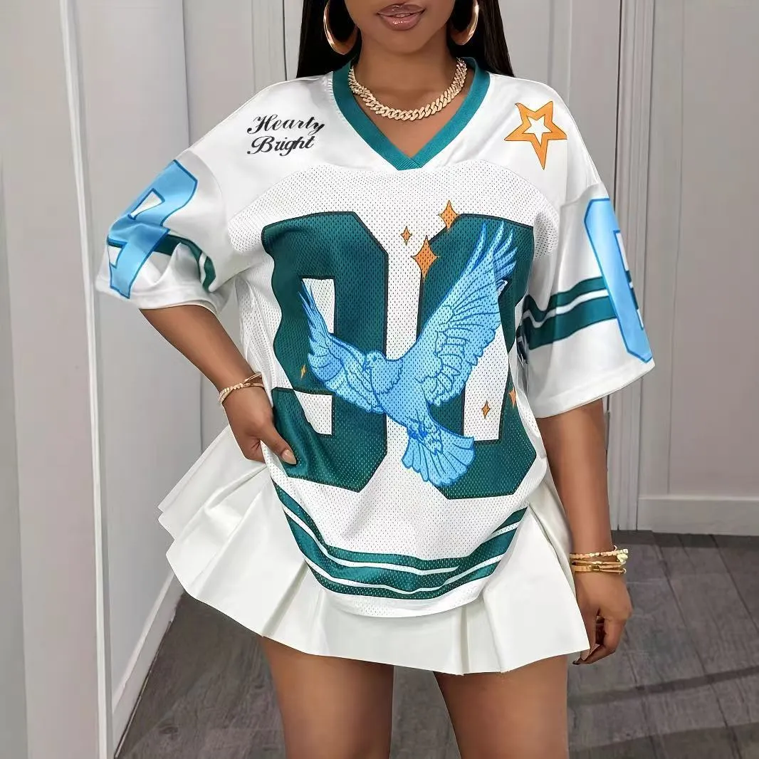 Women's Sexy Digital Print Loose Fit Short Sleeve T-Shirt Top - Trendy Summer Fashion 2025 thumbnail 7