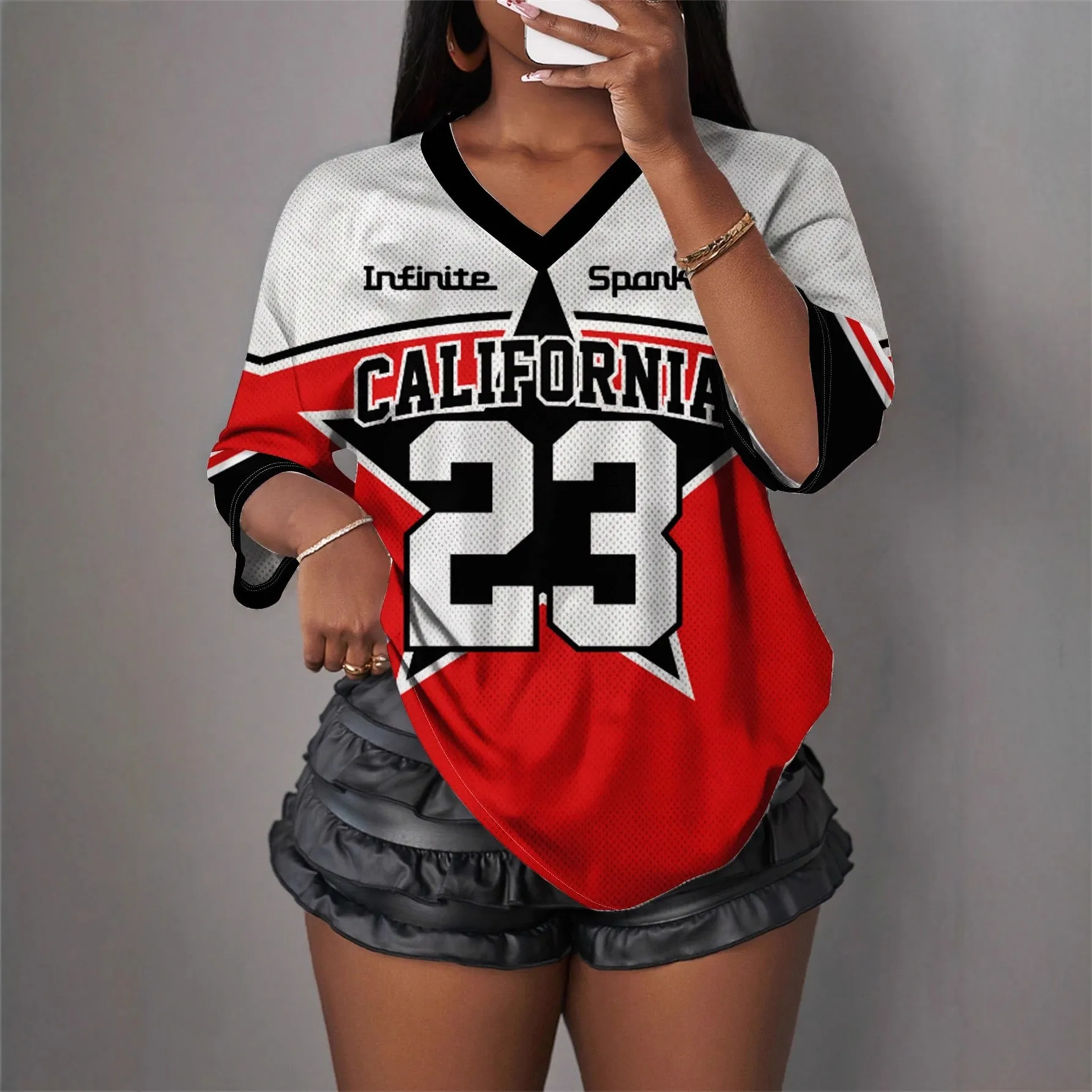 Women's Sexy Digital Print Loose Fit Short Sleeve T-Shirt Top - Trendy Summer Fashion 2025 thumbnail 1