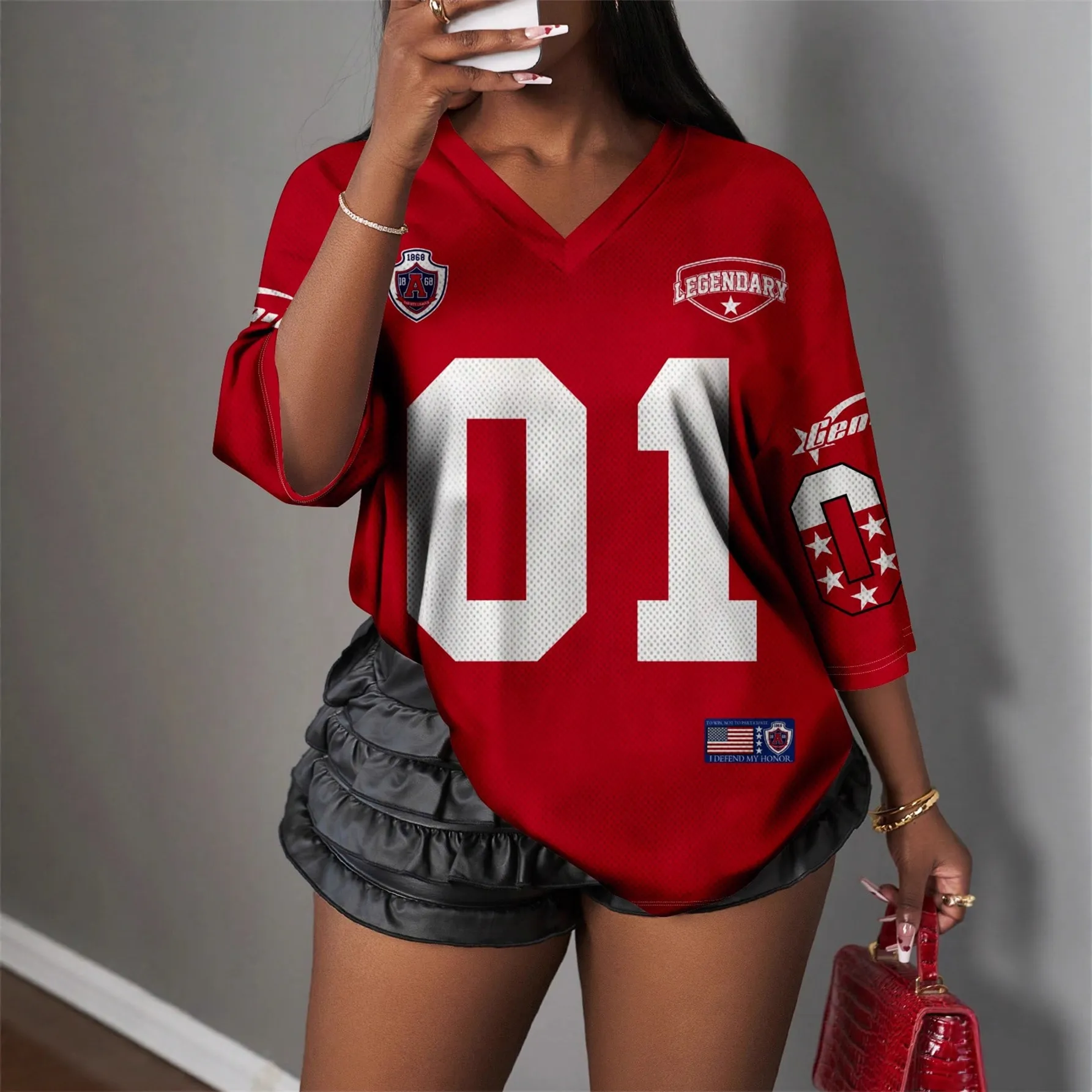 Women's Sexy Digital Print Loose Fit Short Sleeve T-Shirt Top - Trendy Summer Fashion 2025 thumbnail 2