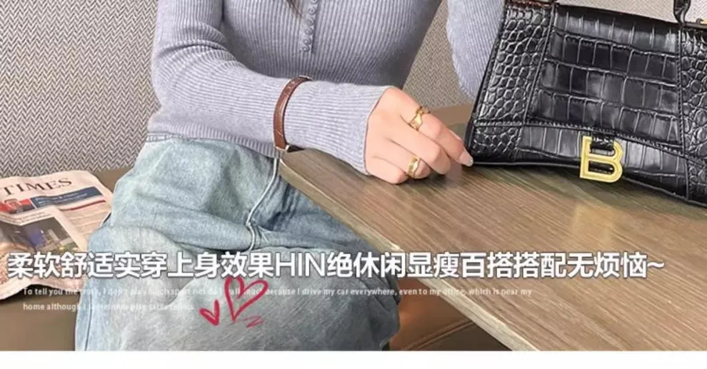 Women's Knitted Bottoming Shirt - Stylish Thin Gray Collar Top, Slim Fit Early Autumn Sweater 2025 - Casual Long Sleeve Pullover showcase 11