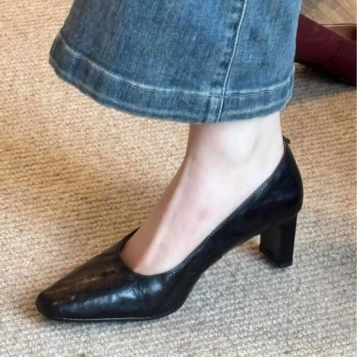 Women's Pleated Retro High Heels - Square Toe Chunky Heel Slip-On Leather Shoes for Professional Commuting & Formal Occasions thumbnail 4