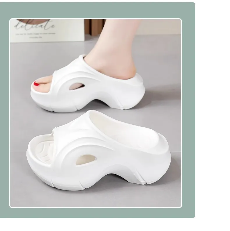Women's Thick Sole Summer Sandals EVA Platform Height Increasing Anti-Slip Fashionable Home Slippers Student Style Soft Sole Beach Shoes showcase 12