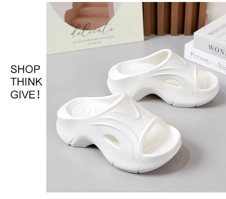 Women's Thick Sole Summer Sandals EVA Platform Height Increasing Anti-Slip Fashionable Home Slippers Student Style Soft Sole Beach Shoes showcase 13
