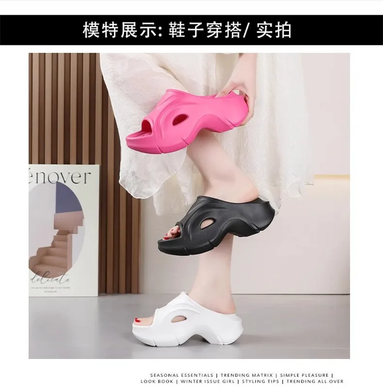 Women's Thick Sole Summer Sandals EVA Platform Height Increasing Anti-Slip Fashionable Home Slippers Student Style Soft Sole Beach Shoes showcase 8