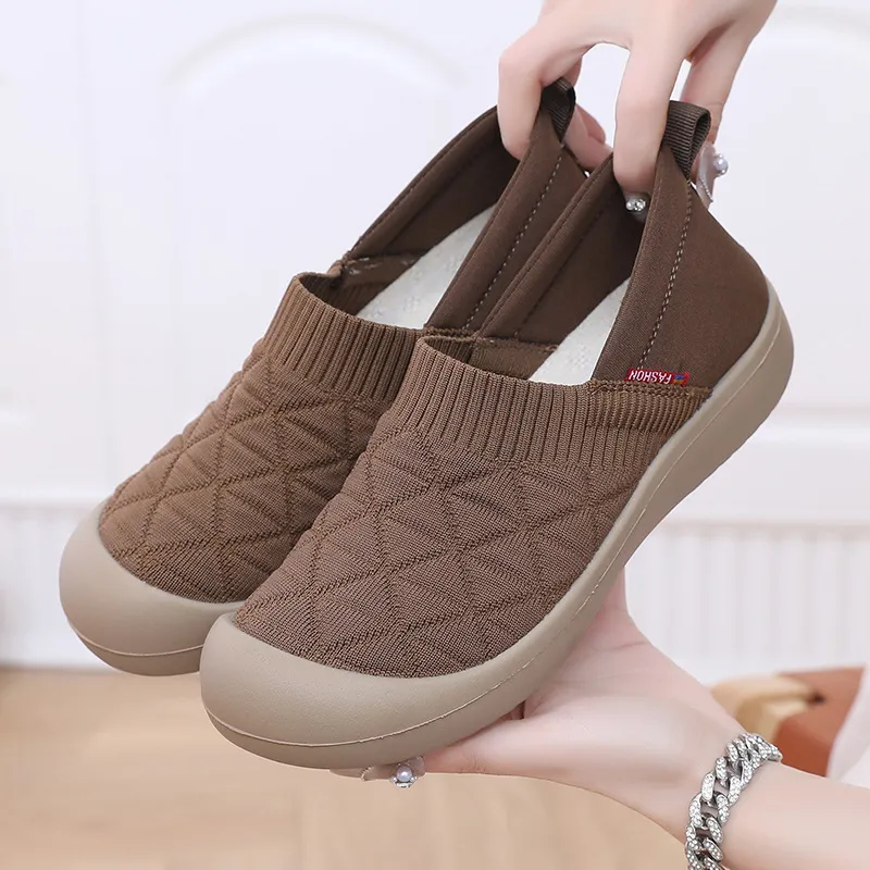 Women's Soft Sole Slip-On Shoes - Comfortable Lightweight Plaid Loafers for Moms, Non-Slip Work Shoes, Spring & Autumn Fashion thumbnail 1