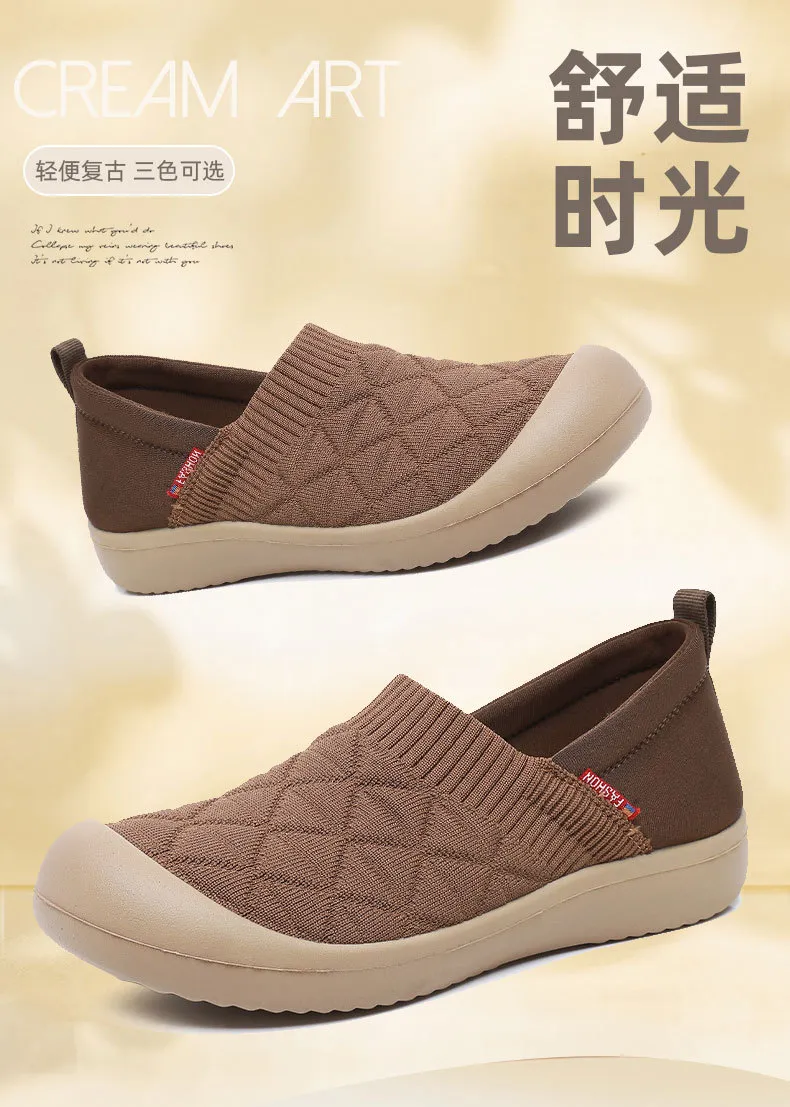 Women's Soft Sole Slip-On Shoes - Comfortable Lightweight Plaid Loafers for Moms, Non-Slip Work Shoes, Spring & Autumn Fashion showcase 1