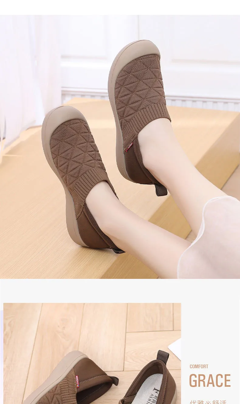 Women's Soft Sole Slip-On Shoes - Comfortable Lightweight Plaid Loafers for Moms, Non-Slip Work Shoes, Spring & Autumn Fashion showcase 12