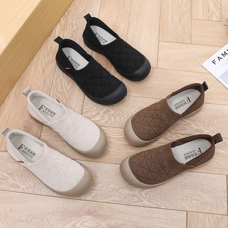 Women's Soft Sole Slip-On Shoes - Comfortable Lightweight Plaid Loafers for Moms, Non-Slip Work Shoes, Spring & Autumn Fashion thumbnail 4