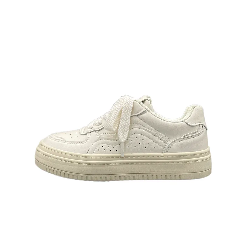 Women's White Sneakers 2024 Spring Fashion Casual Sports Shoes Retro Thick Sole Height Increasing Versatile Student Sneakers Comfortable Walking Shoes thumbnail 5