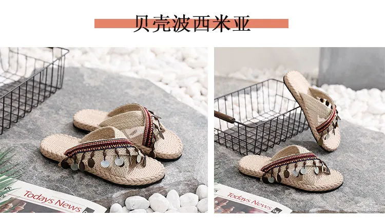 Women's Bohemian Tassel Wedge Heel Slippers - Handmade Ethnic Style Summer Beach Shoes - Comfortable Outdoor Fashion Footwear showcase 17