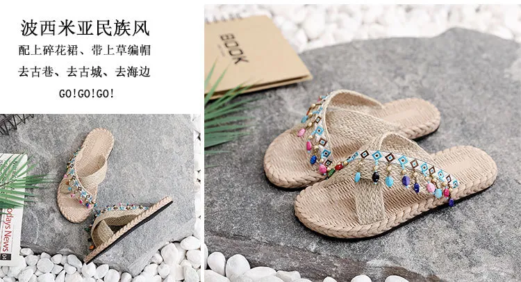 Women's Bohemian Tassel Wedge Heel Slippers - Handmade Ethnic Style Summer Beach Shoes - Comfortable Outdoor Fashion Footwear showcase 15
