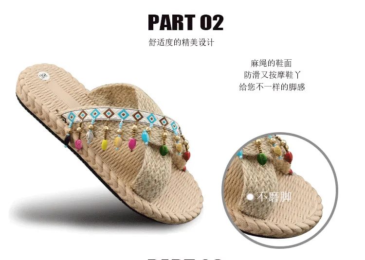 Women's Bohemian Tassel Wedge Heel Slippers - Handmade Ethnic Style Summer Beach Shoes - Comfortable Outdoor Fashion Footwear showcase 10