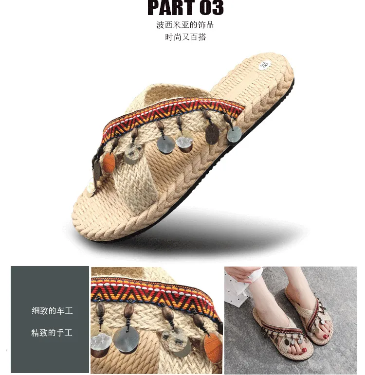 Women's Bohemian Tassel Wedge Heel Slippers - Handmade Ethnic Style Summer Beach Shoes - Comfortable Outdoor Fashion Footwear showcase 11