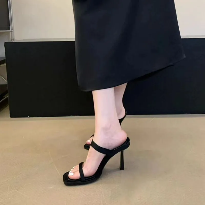 Women's Stiletto High Heels Open Toe Sandals - Trendy Summer Fashion 2025 - Elegant Socialite Slippers for Parties and Events thumbnail 3
