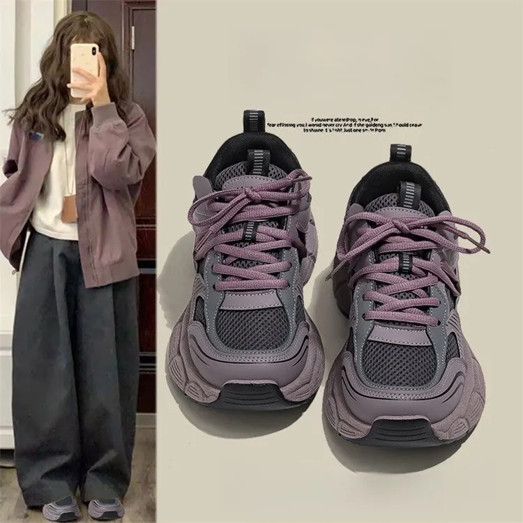 Women's Purple Dad Sneakers - 2025 Trend Chunky Platform Shoes - Height Increasing, Versatile Athletic Casual Shoes for Everyday Wear showcase 4