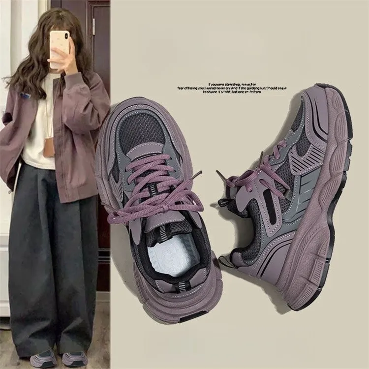 Women's Purple Dad Sneakers - 2025 Trend Chunky Platform Shoes - Height Increasing, Versatile Athletic Casual Shoes for Everyday Wear showcase 5